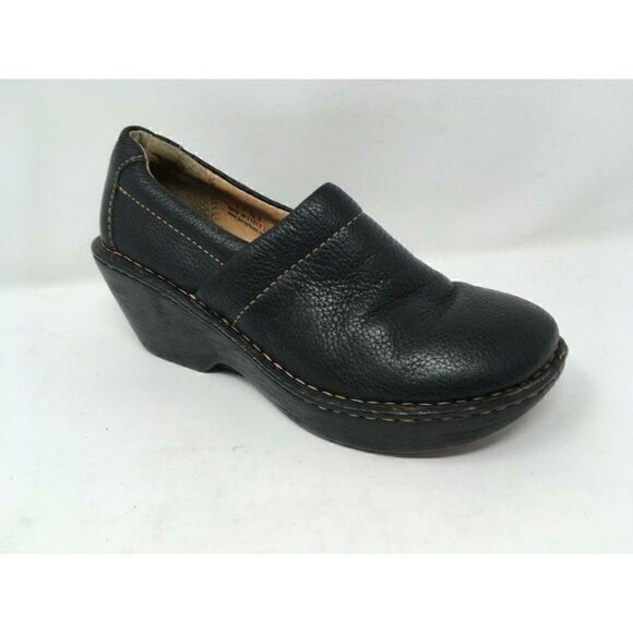 Born 6 Black Leather Clogs EU 36.5 - Picture 1 of 9
